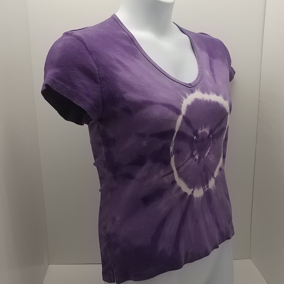 Xhilaration women's junior short sleeve top XL purple tie dye graphic print - Picture 2 of 12